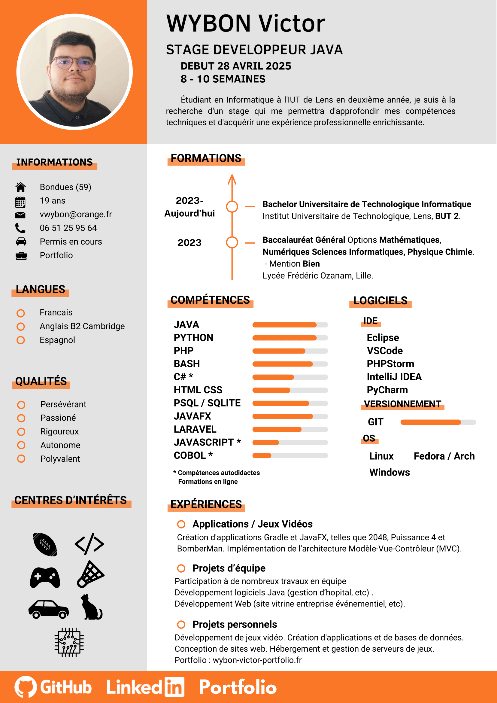 Aperçu de mon CV en français